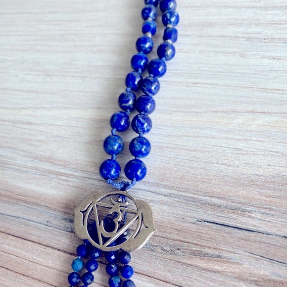 Lapis Lazuli Beads | Ajna | Zen Style Mala Pendant Necklace - Picture 4 of 5